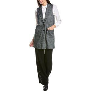 J McLaughlin Womens Cate Vest Black White Houndstooth  Wool Long Blazer size M